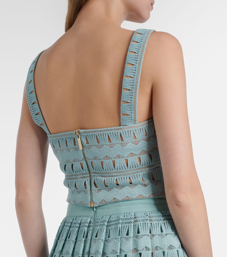 Knitted silk-blend crop top