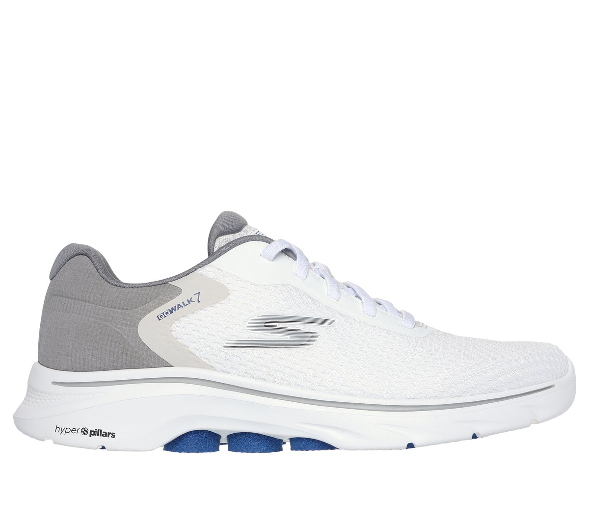 Skechers Men's GO WALK 7 - The Construct Sneaker in Gray/Orange, 8 | Textile/Synthetic, Vegan, Machine Washable
