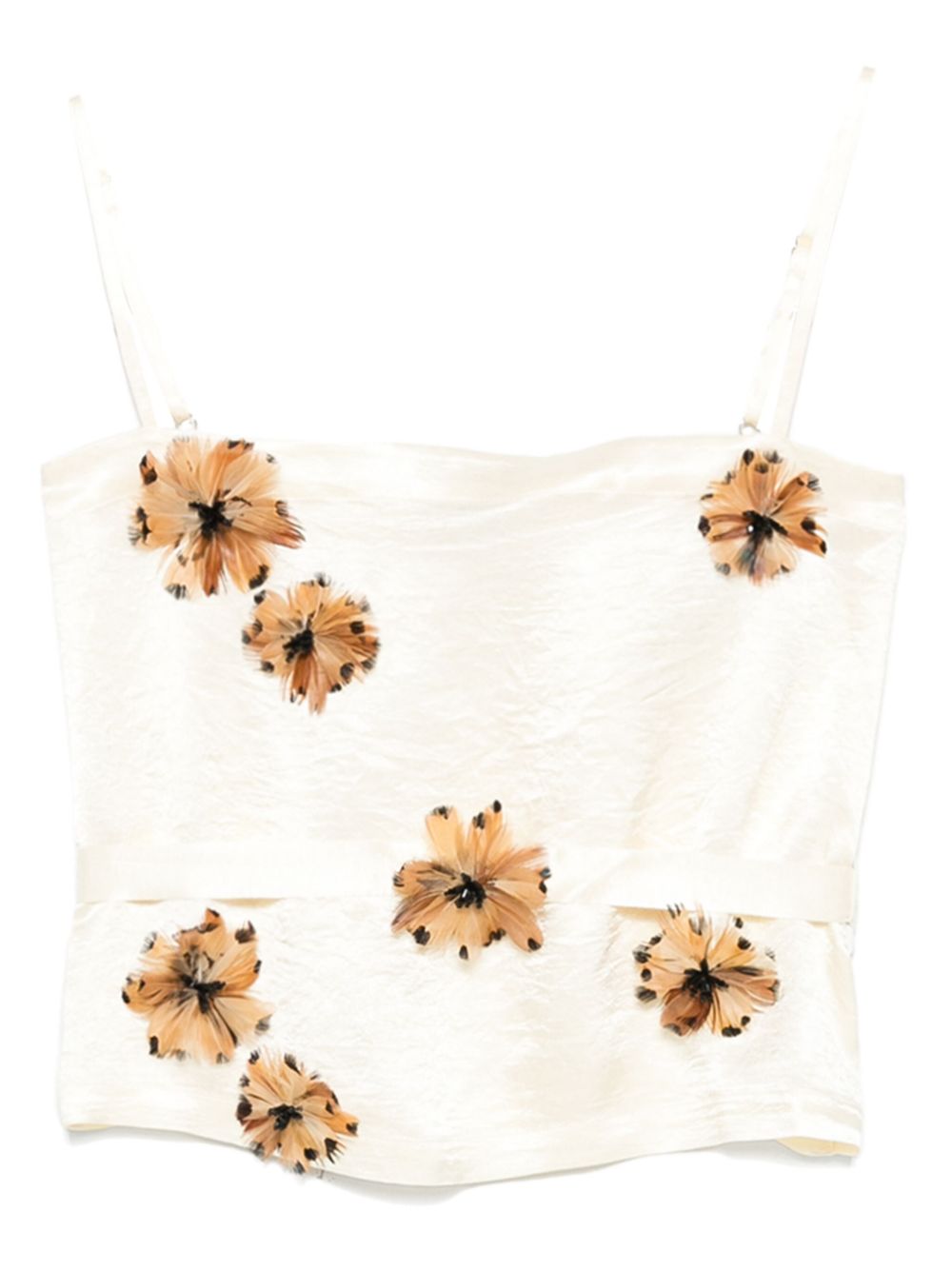 Floral-appliqué top - Neutrals