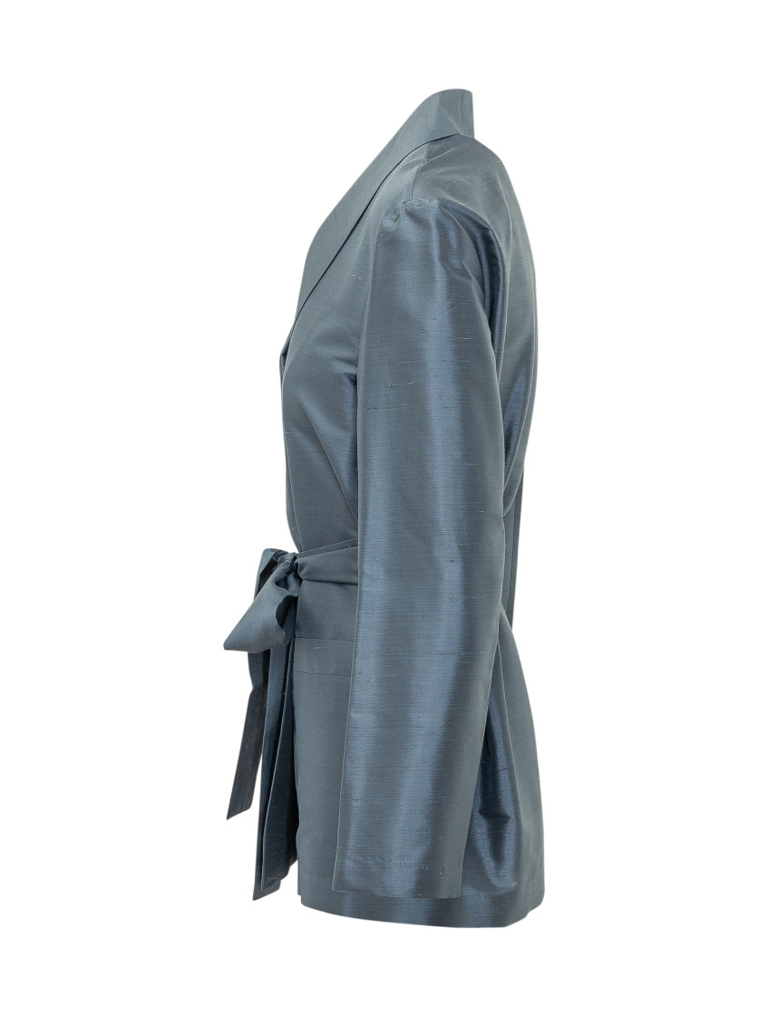Blue Waist Tie Shirt