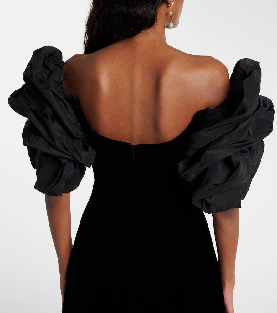 Off-shoulder velvet minidress