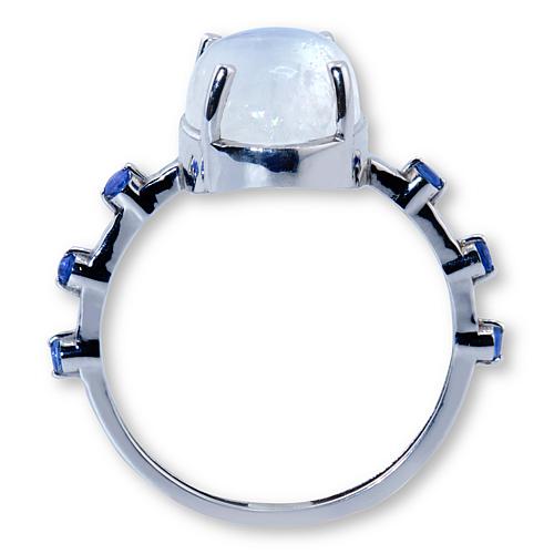 Sterling Silver Moonstone and Sapphire Ring - Silver