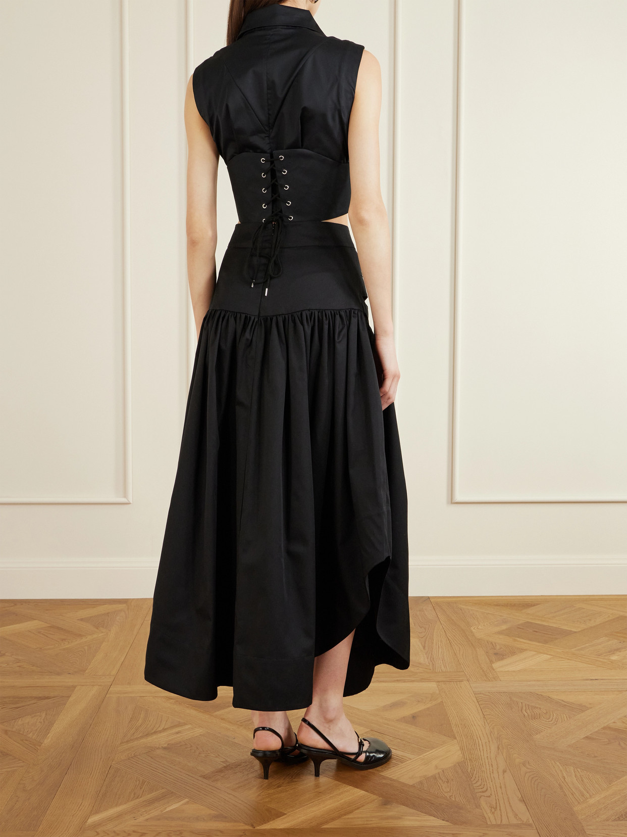 Iyawo Cutout Twill Maxi Skirt - Black