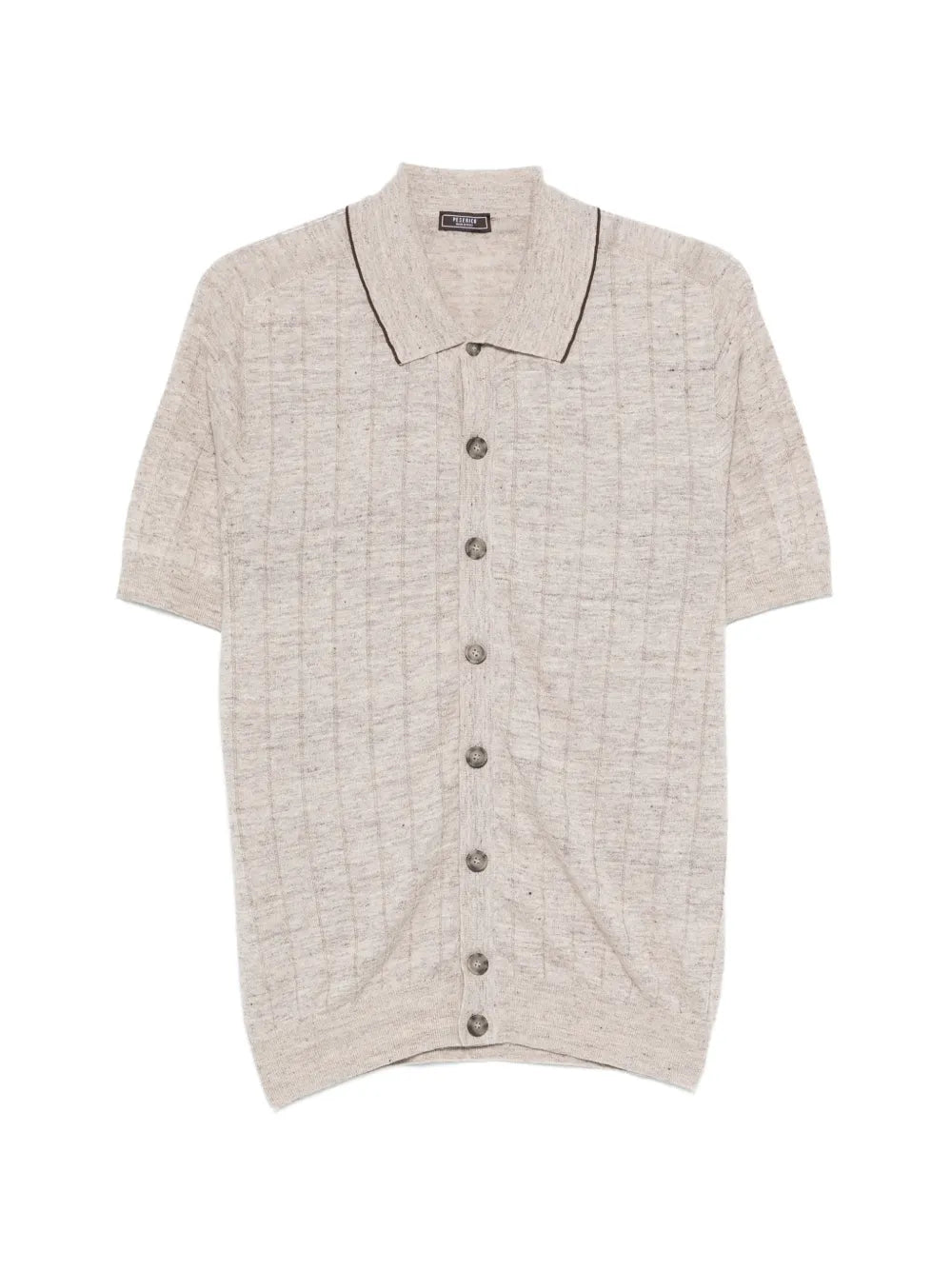 Linen-Cotton Knit Shirt — Beige