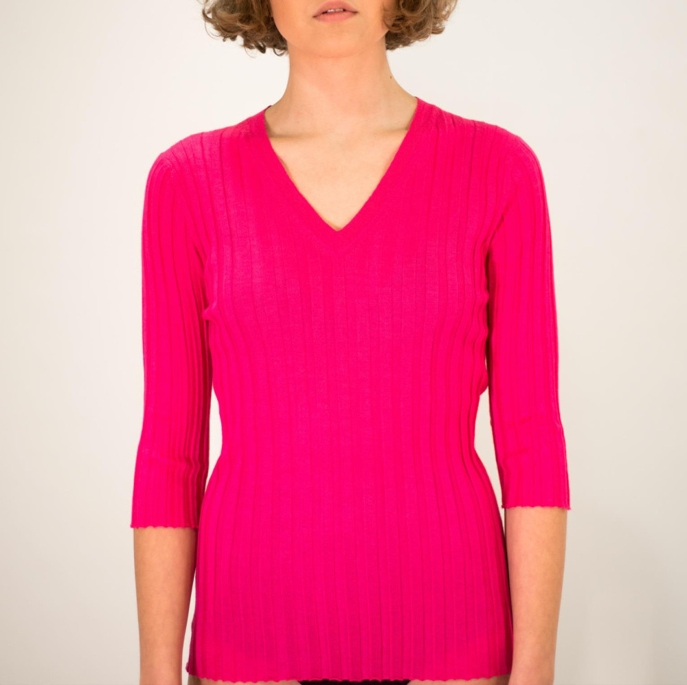 Pink V-neck Pullover
