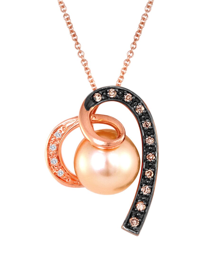 Le Vian 14K Strawberry Gold 0.11 Ct. Tw. Diamond 9-10Mm Pearl Pendant Necklace