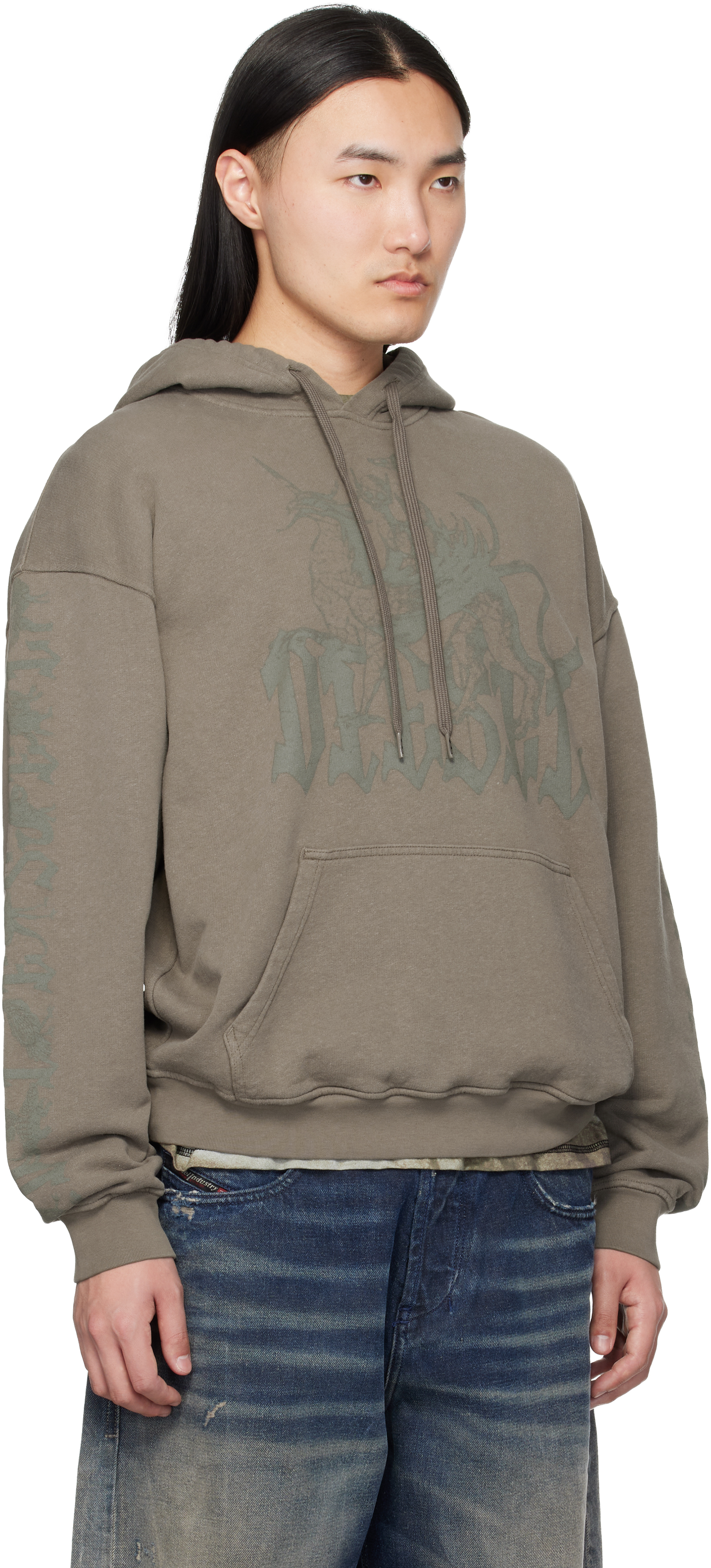 Brown Griffin Print Treated Hoodie