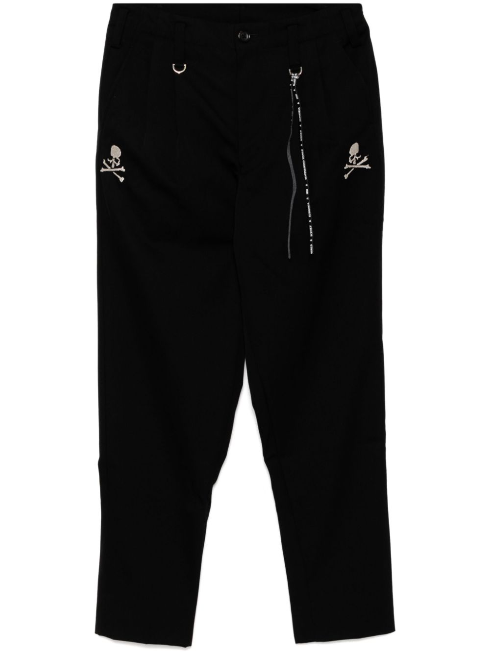 Embroidered-logo tapered trousers - Black