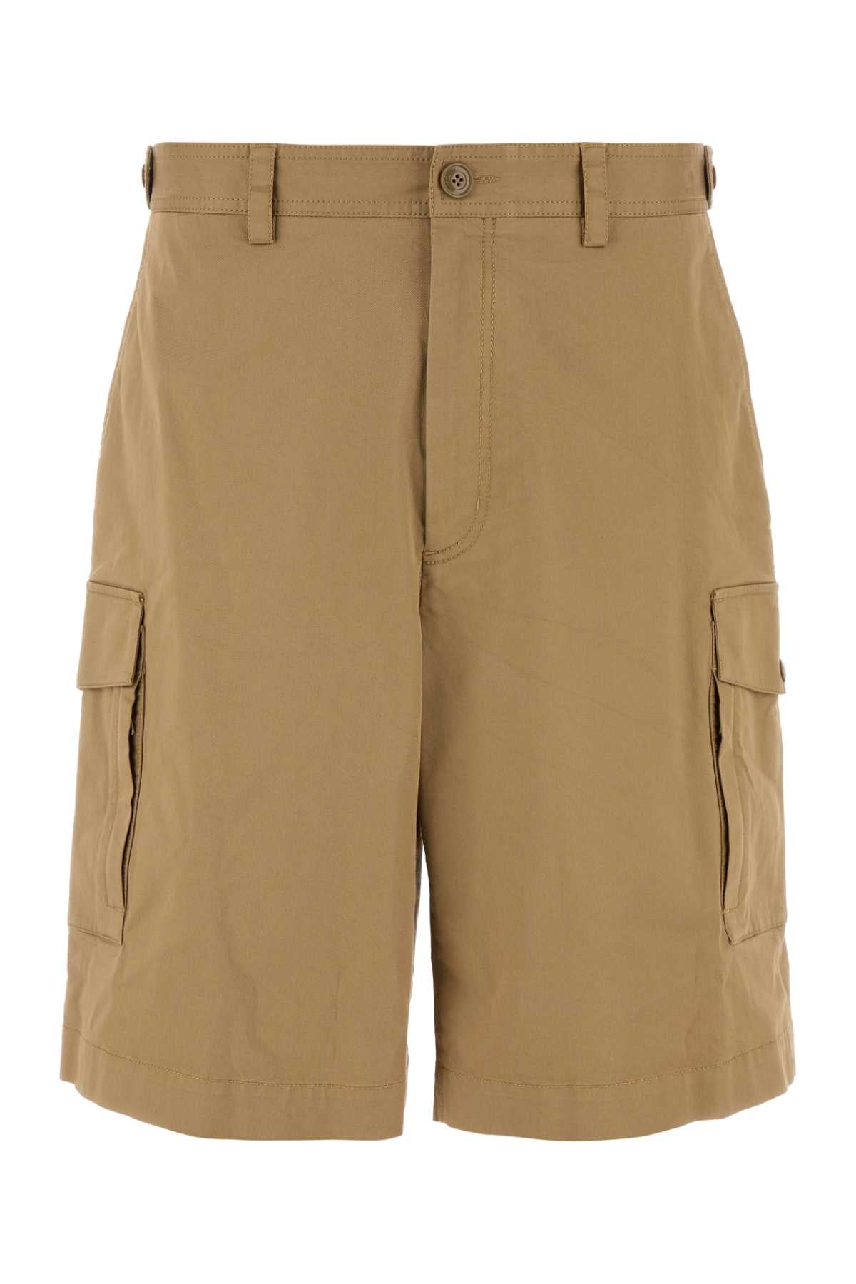 Stretch Cotton Bermuda Shorts — Beige