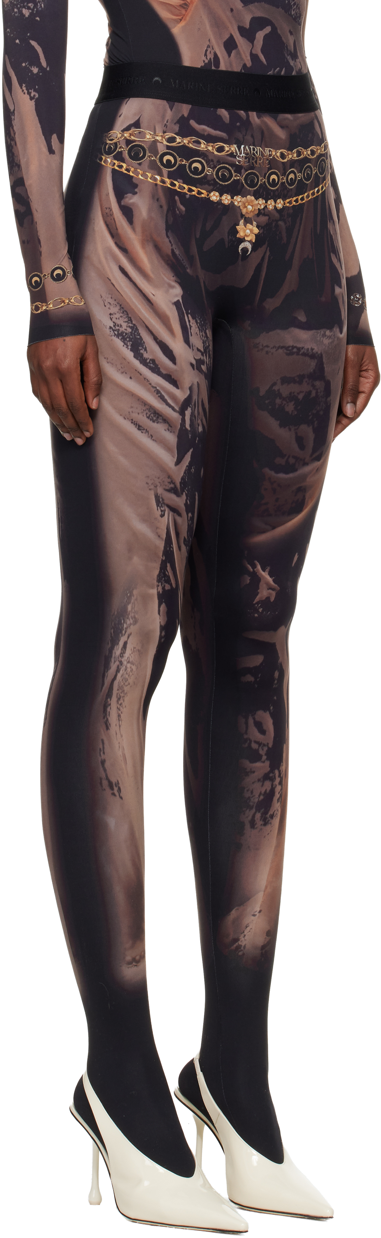 SSENSE Exclusive Black Wet Nuisette Printed Jersey Leggings