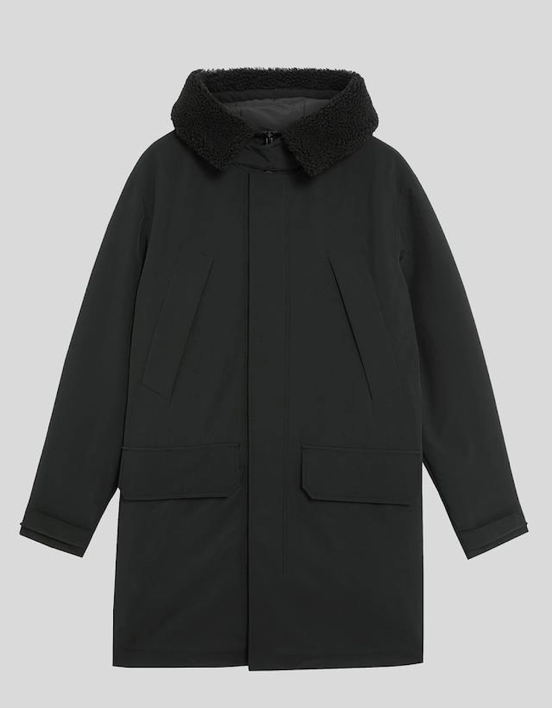 Lyle And Scott Men's Heavyweight Faux Shearling Collar Parka - Black - : 44/Regular