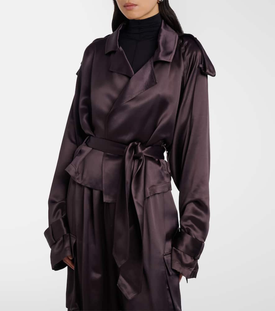 Simona cropped satin trench coat