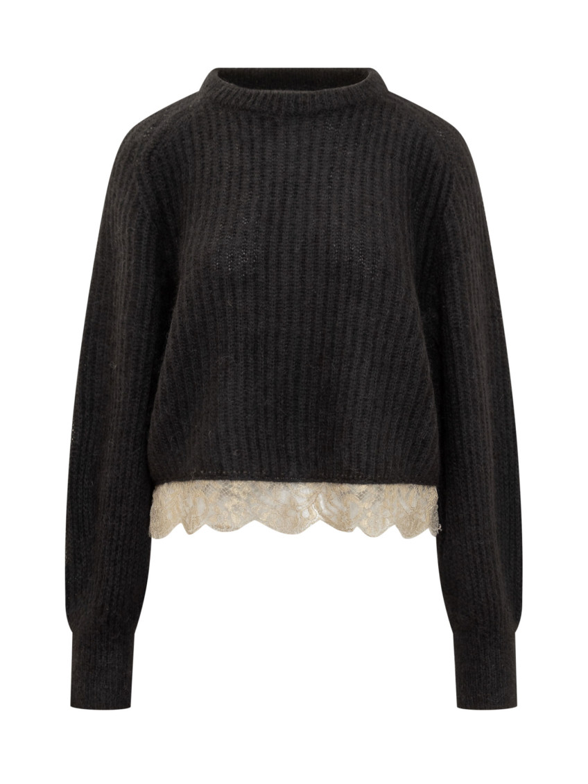 Black Knitted Crew Neck Sweater