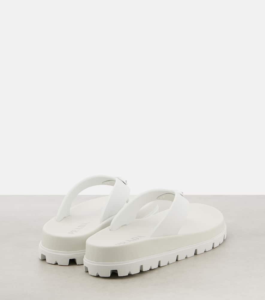 Leather-trimmed thong sandals