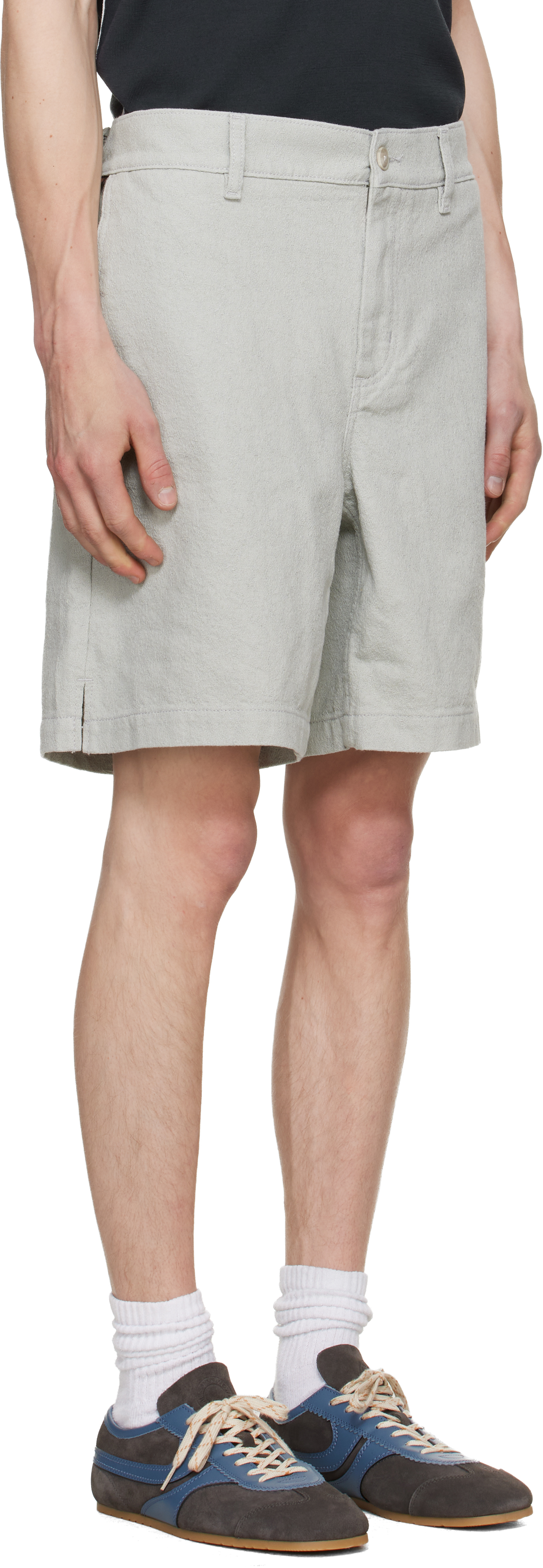 Green Elasticized Waistband Denim Shorts