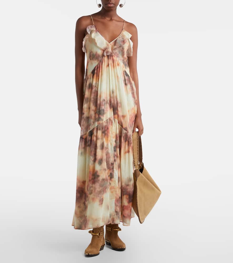 Printed cotton midi dress
