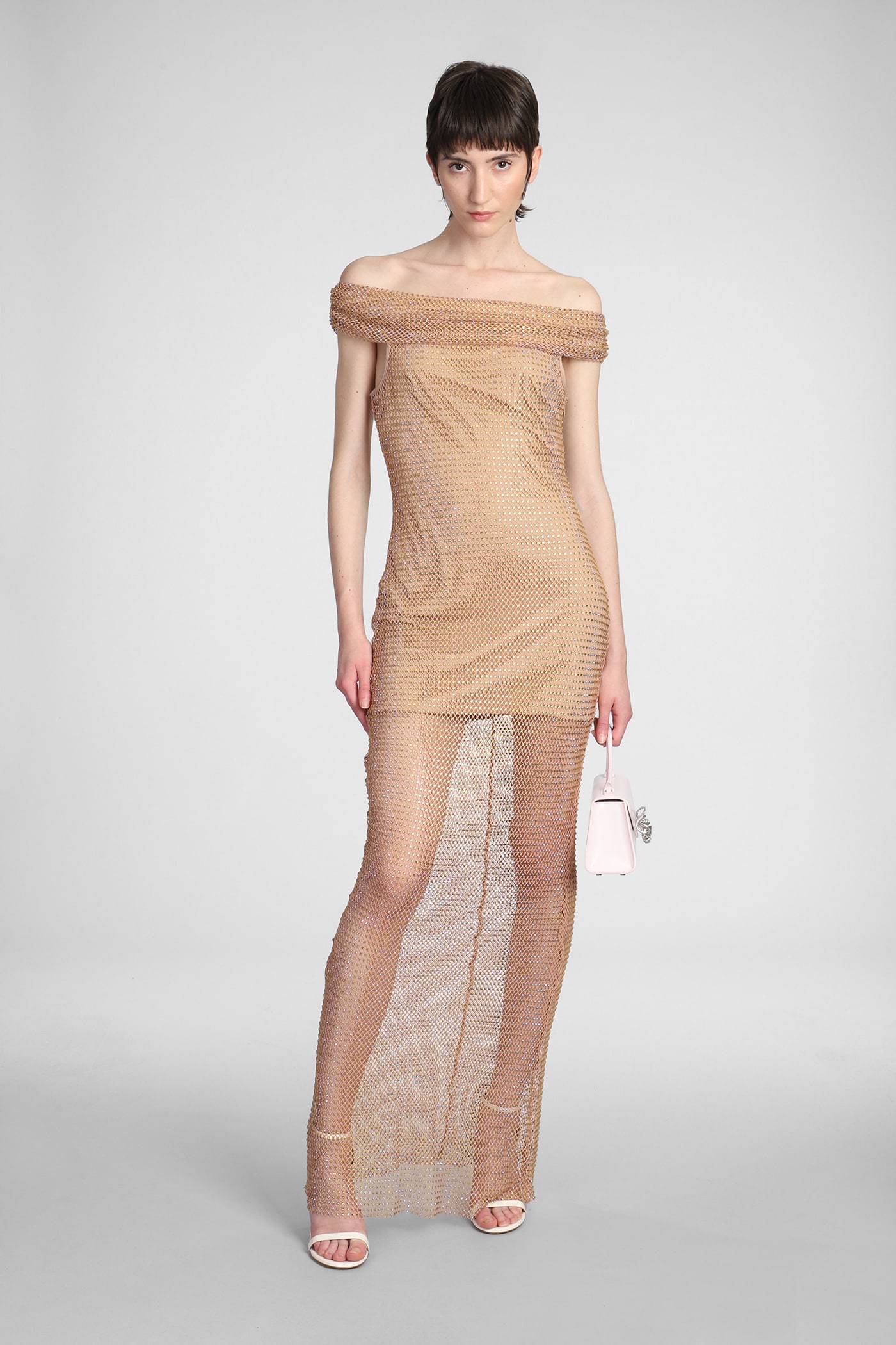 Rhinestone-embellished maxi-dress - Metallic