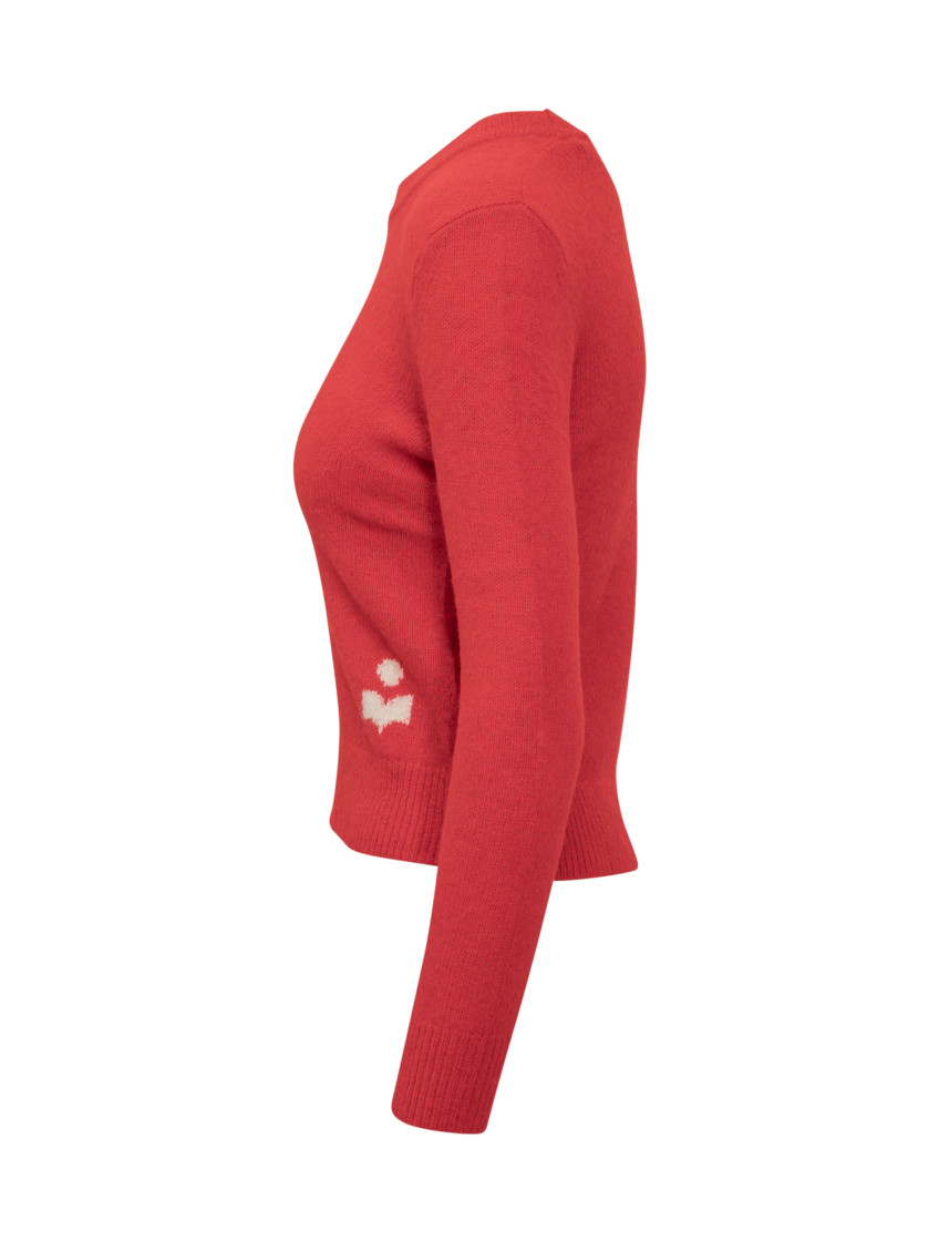 Red Solid Crew Neck Sweater