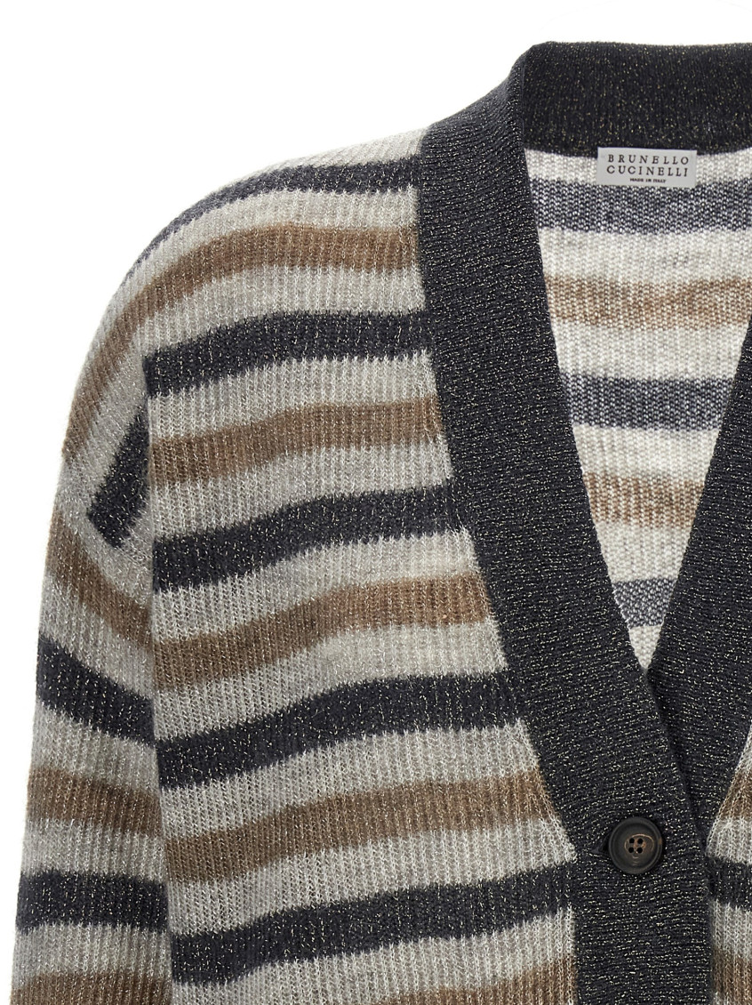 Brunello Cucinelli - Lurex Wool Cardigan Sweaters And Cardigans Multicolor