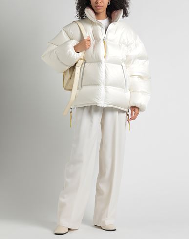Woman Puffer Ivory Size L Nylon, Cow leather