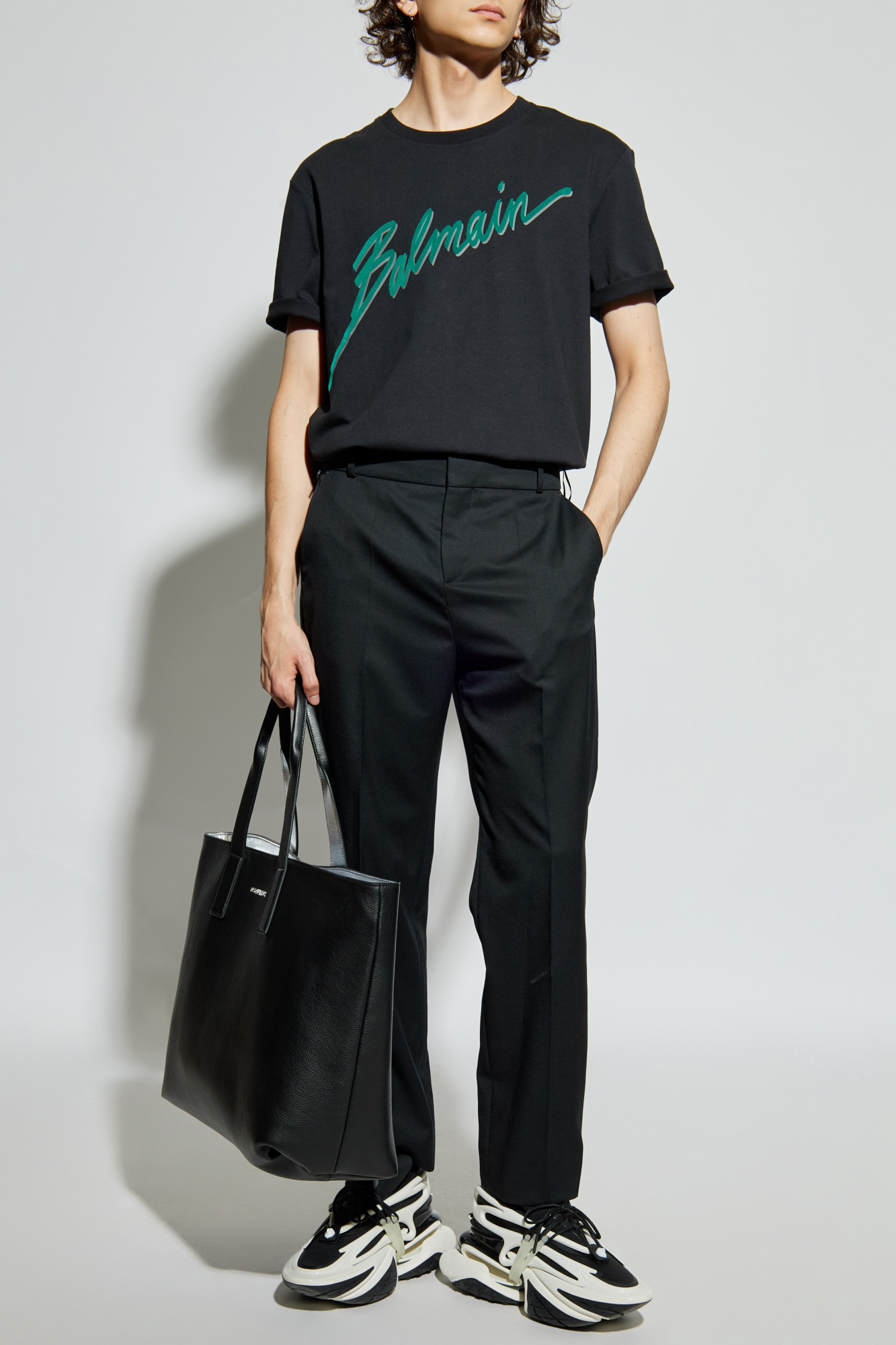 T-shirt With A Logo And A Velvety Finish, Men's, Black