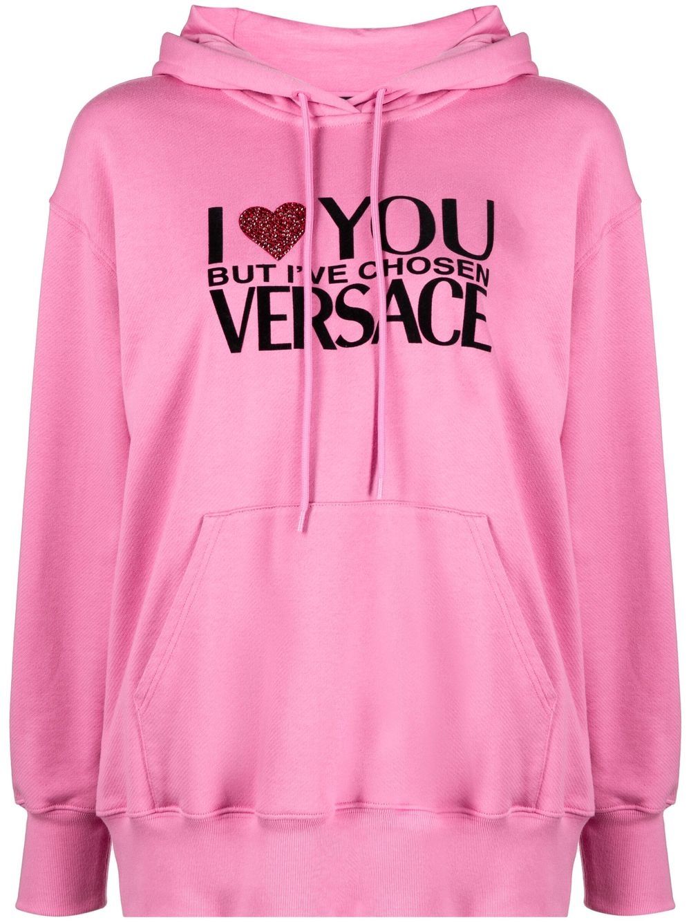 Crystal-embellished slogan hoodie - Black