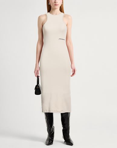 Woman Midi dress Beige Size S Cotton, Elastane