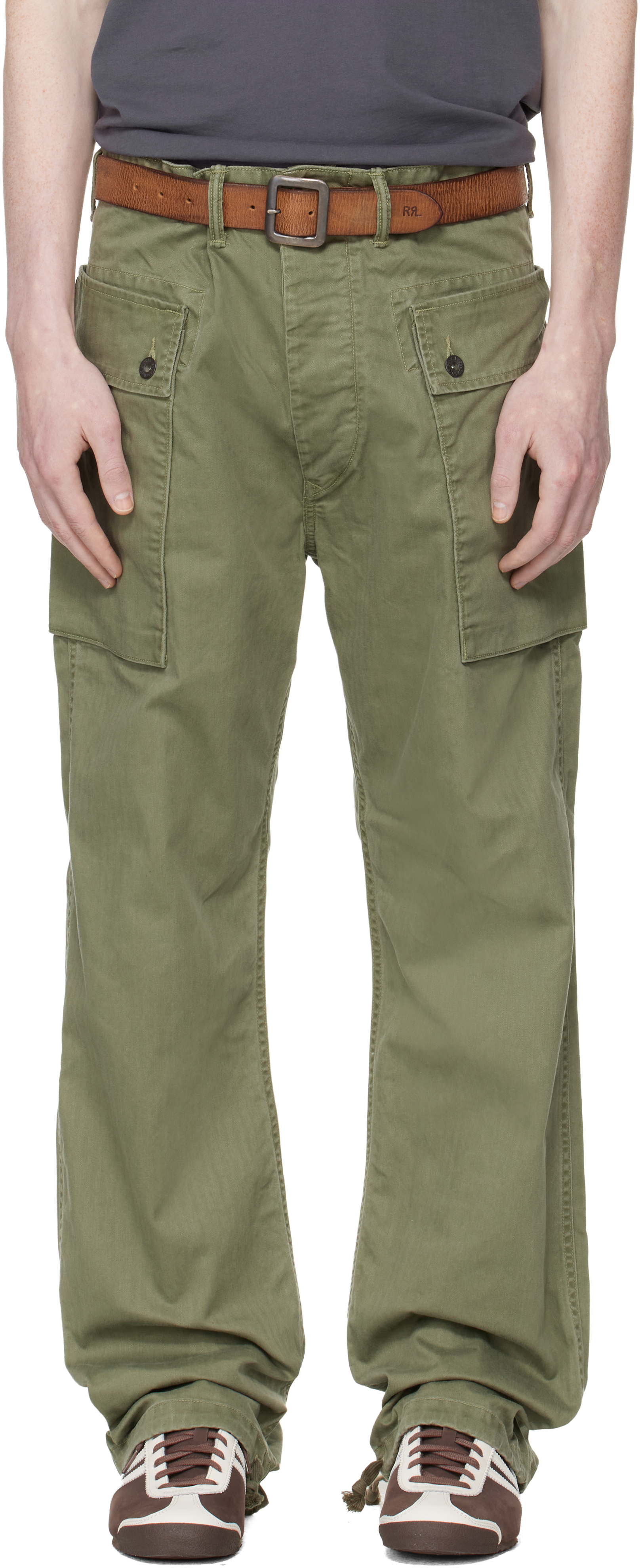 Green Herringbone Field Cargo Pants