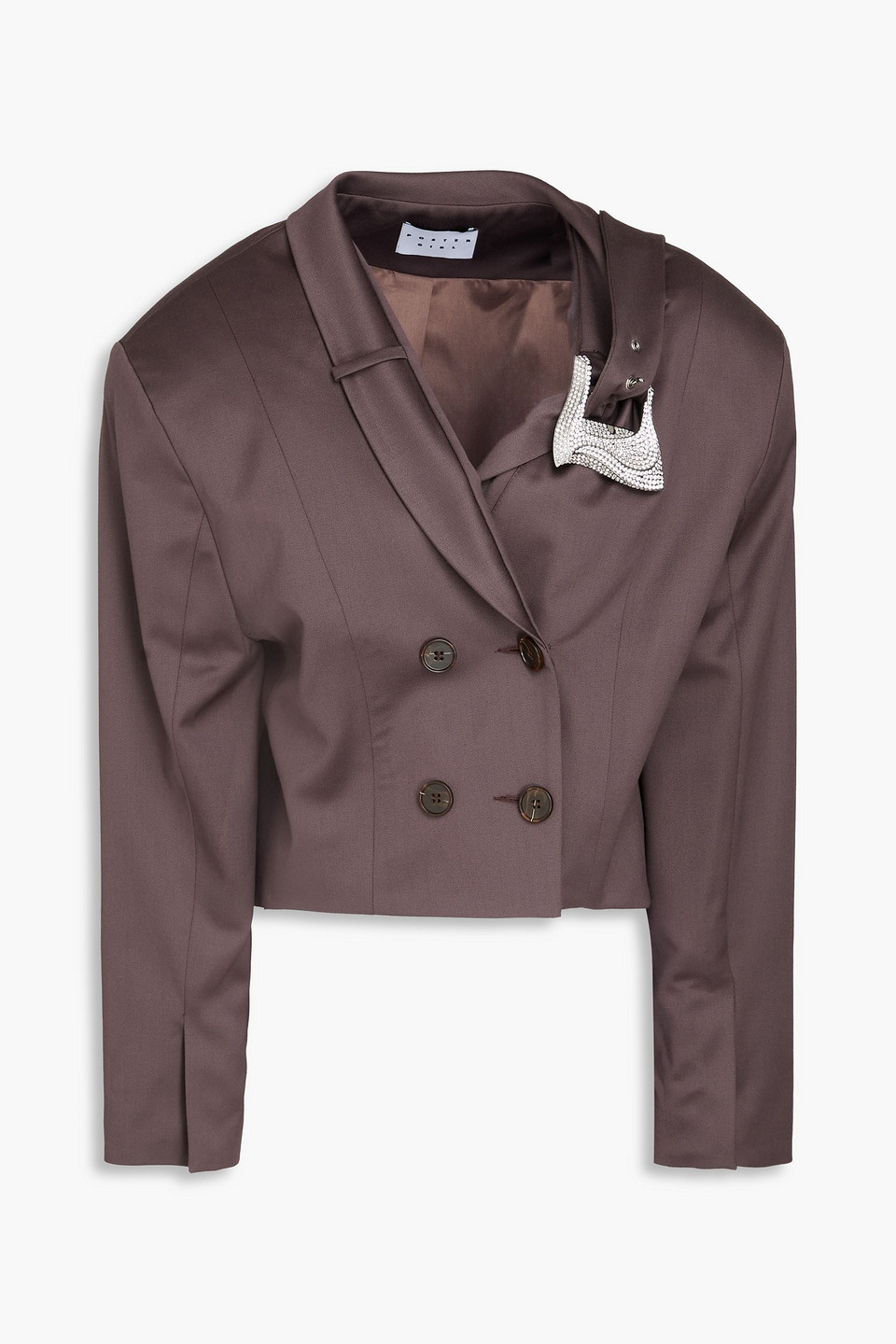 Suzan cropped double-breasted wool-blend blazer - Brown - L