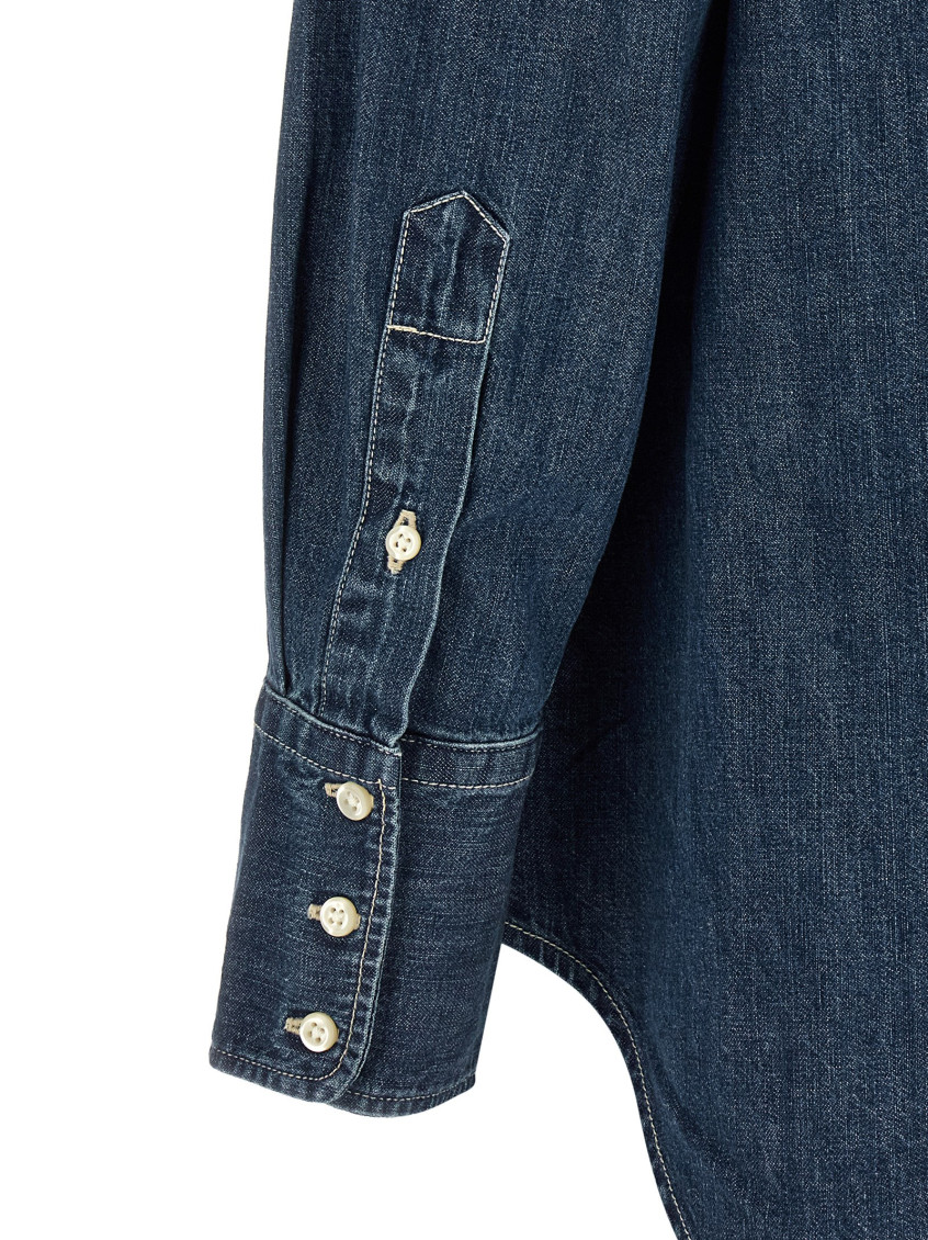 Denim Shirt With Curved Seams