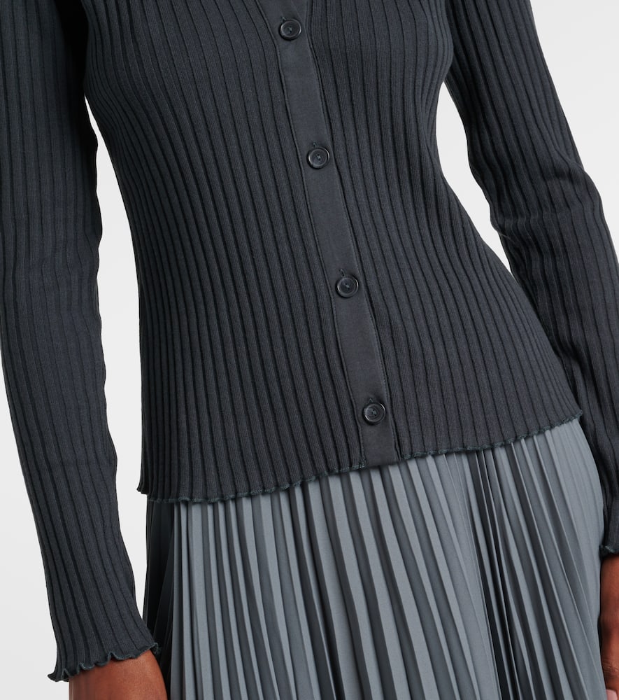Vince Ribbed-knit cotton-blend polo pullover