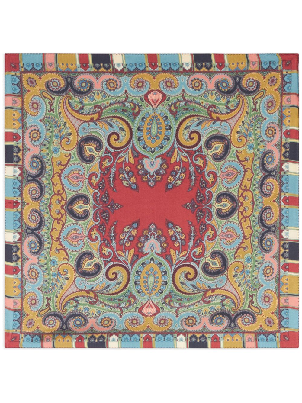 Paisley-print pocket square - Blue