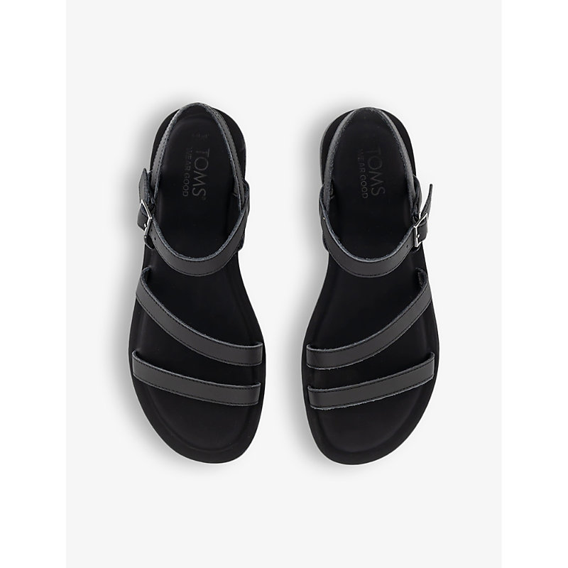 Womens Black Kira Ankle-strap Leather Sandals