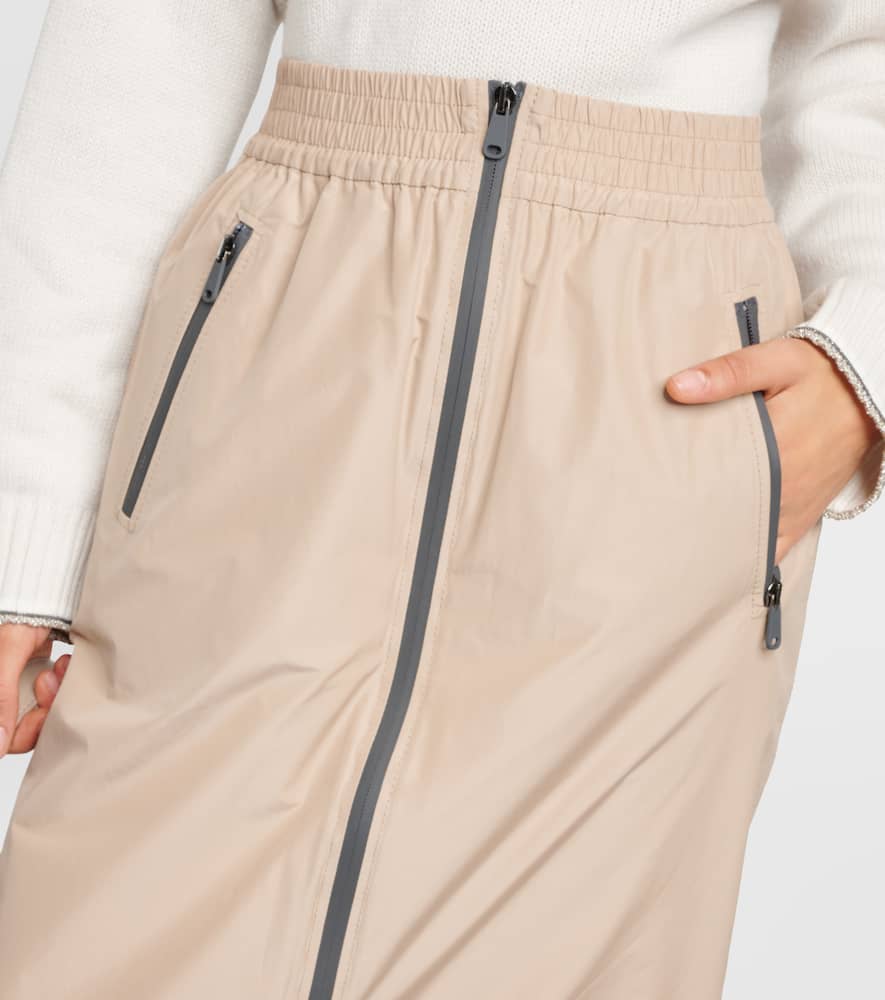 Zip-up taffeta maxi skirt