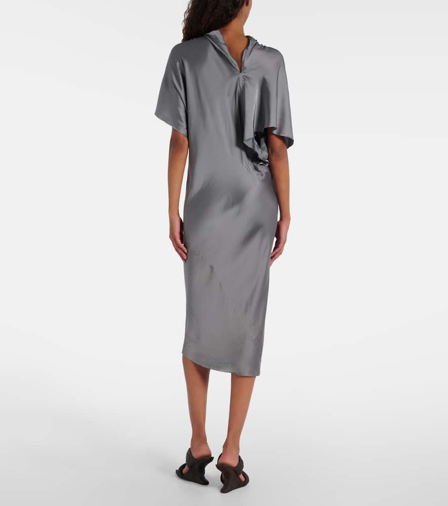 Gathered satin midi dress