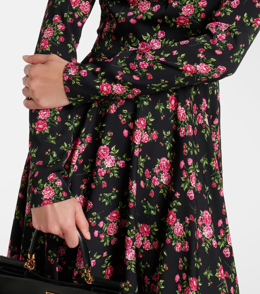 Floral silk-blend midi dress