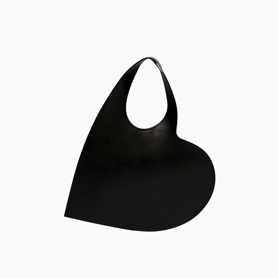 Heart-shape leather tote bag