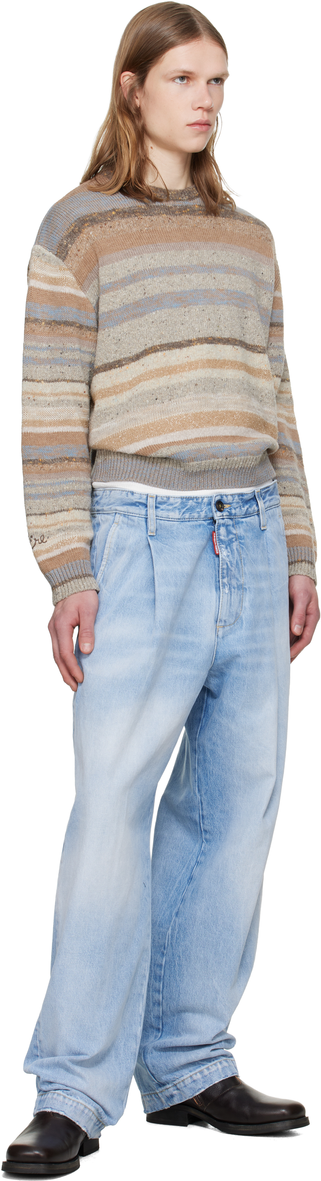 Blue Light Clean Wash One Pleat Jeans