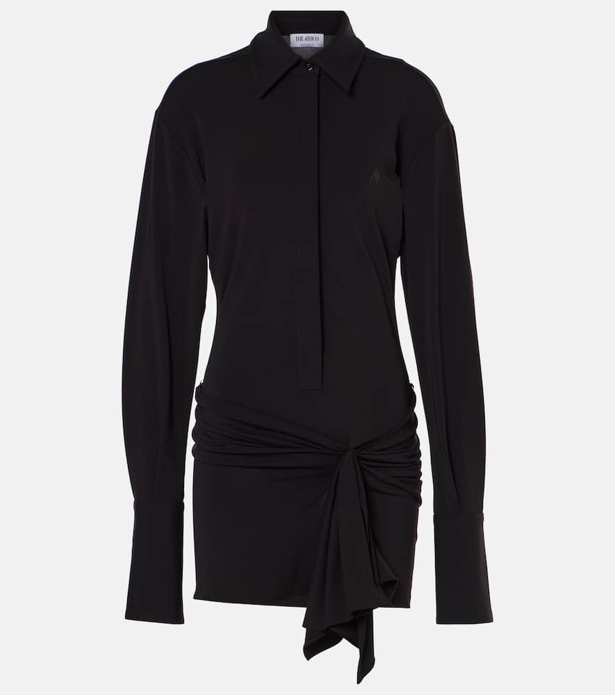 Cutout draped jersey shirt dress