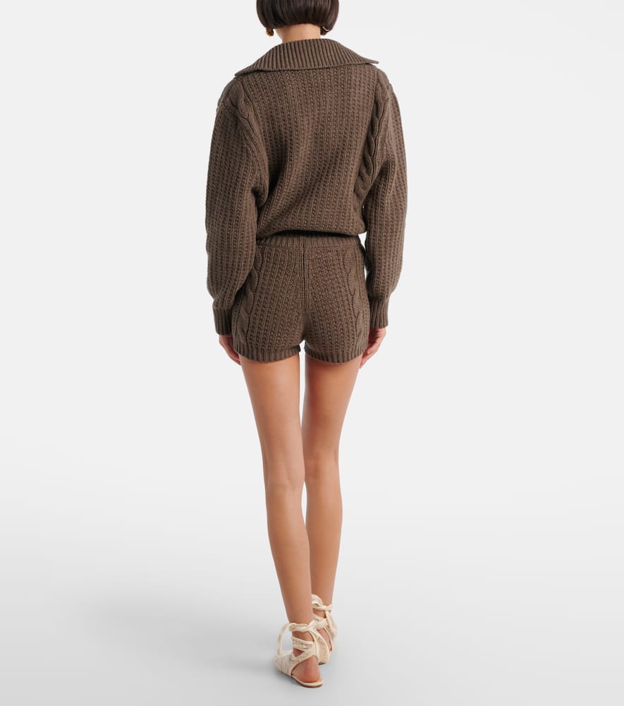 Cable-knit cashmere shorts