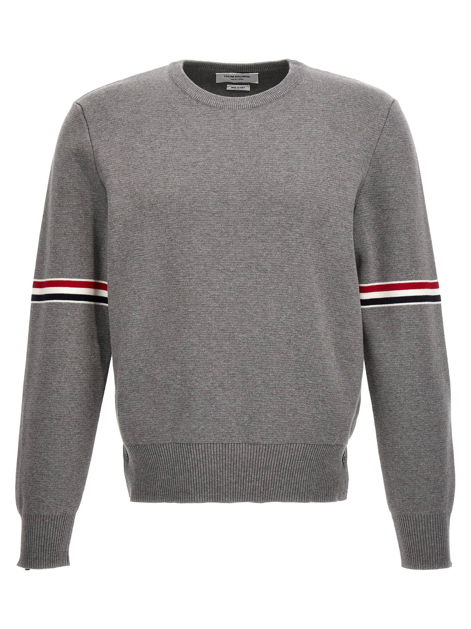 Striped Crewneck Sweater — Gray