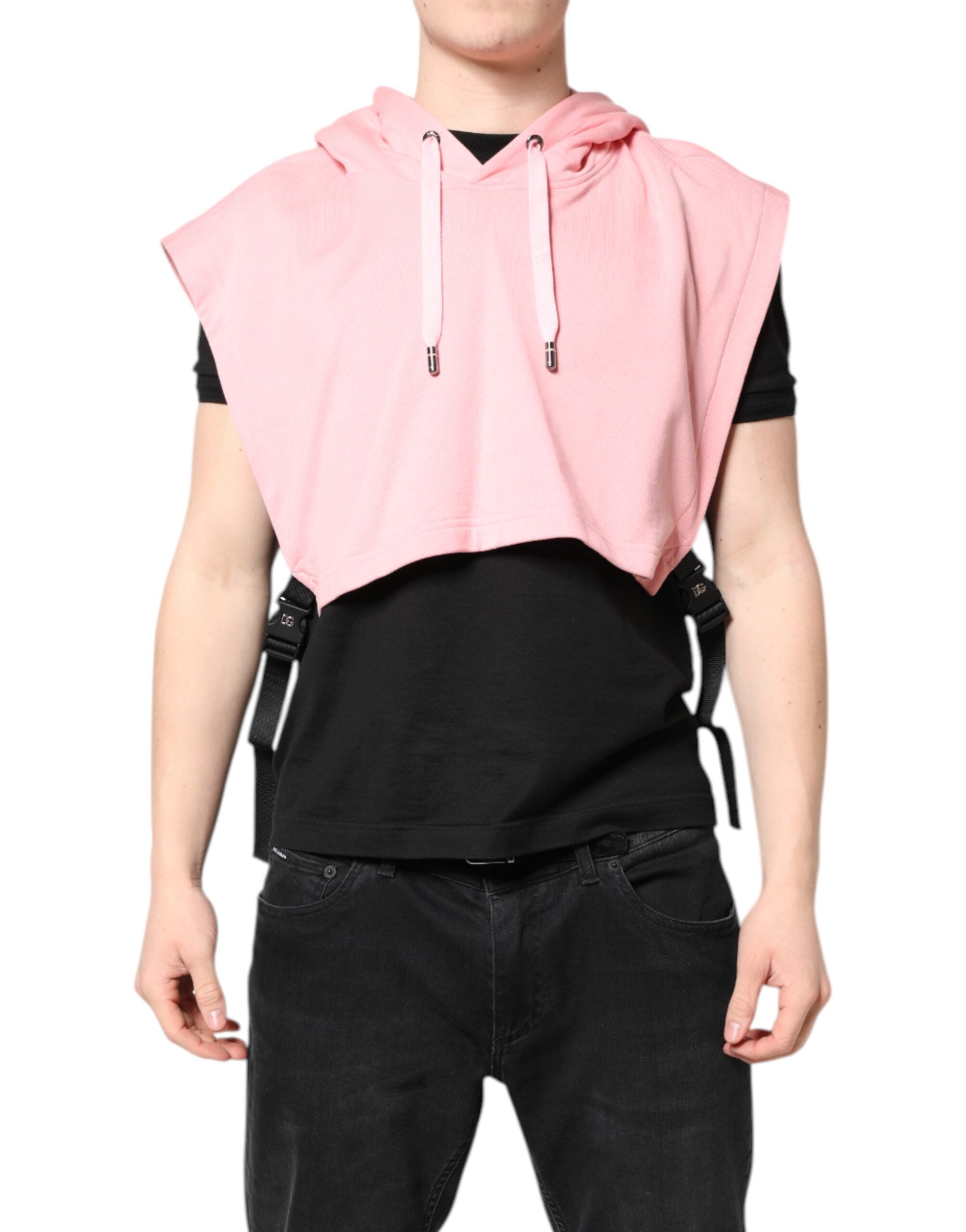 Cotton Hooded Vest — Pink