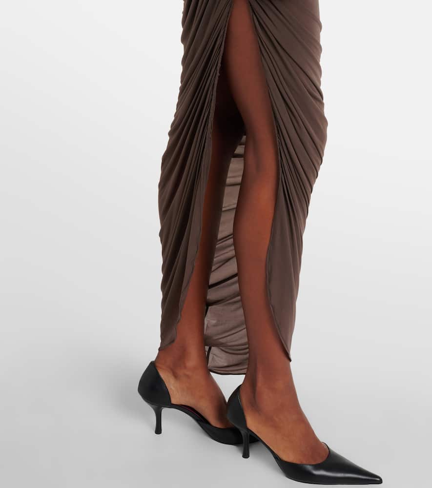 Draped one-shoulder gown