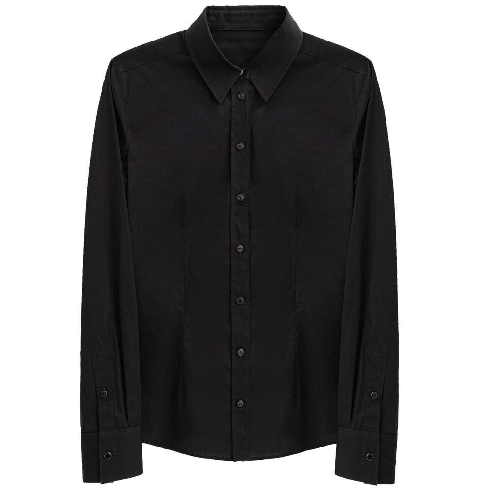 Stretch Cotton Poplin Shirt — Black
