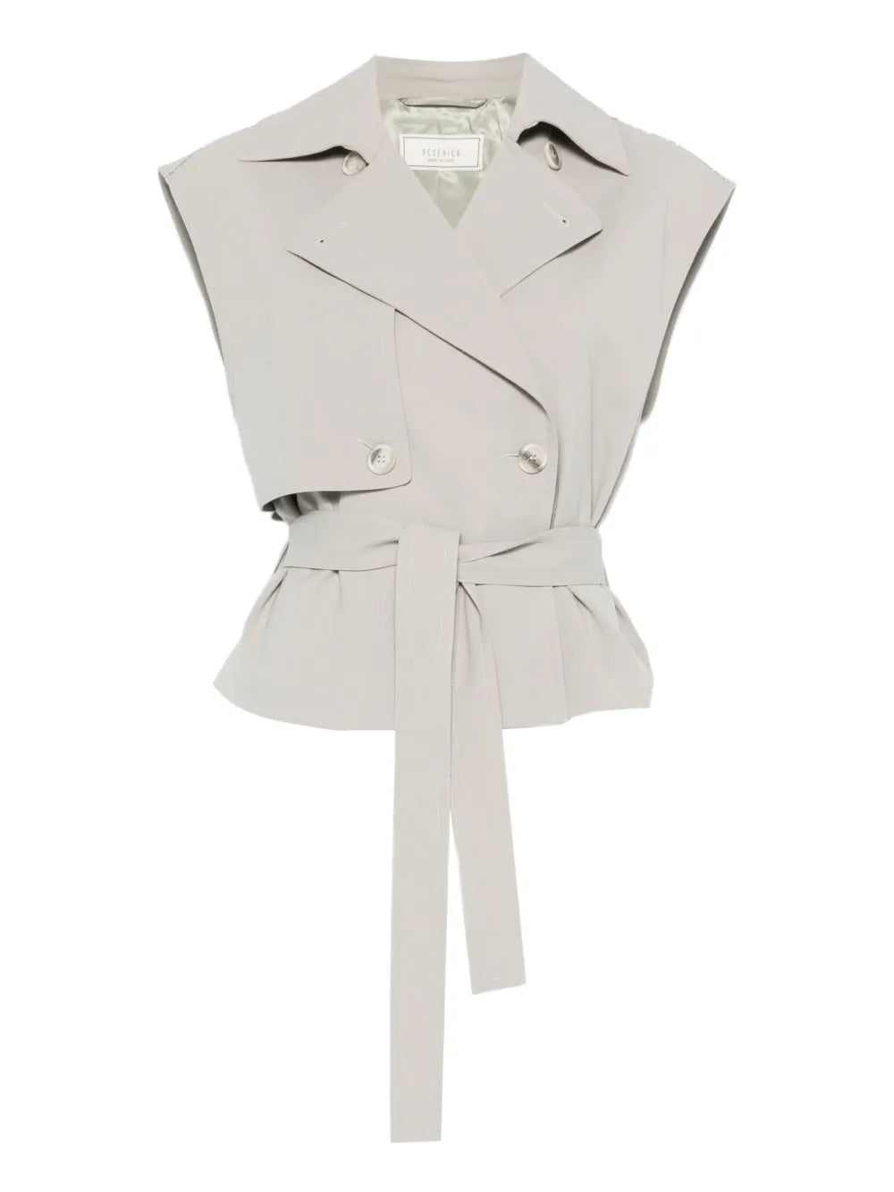 Sleeveless Double-Breasted Blazer — Beige