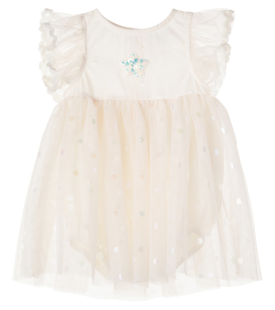 Baby embellished polka-dot tulle dress