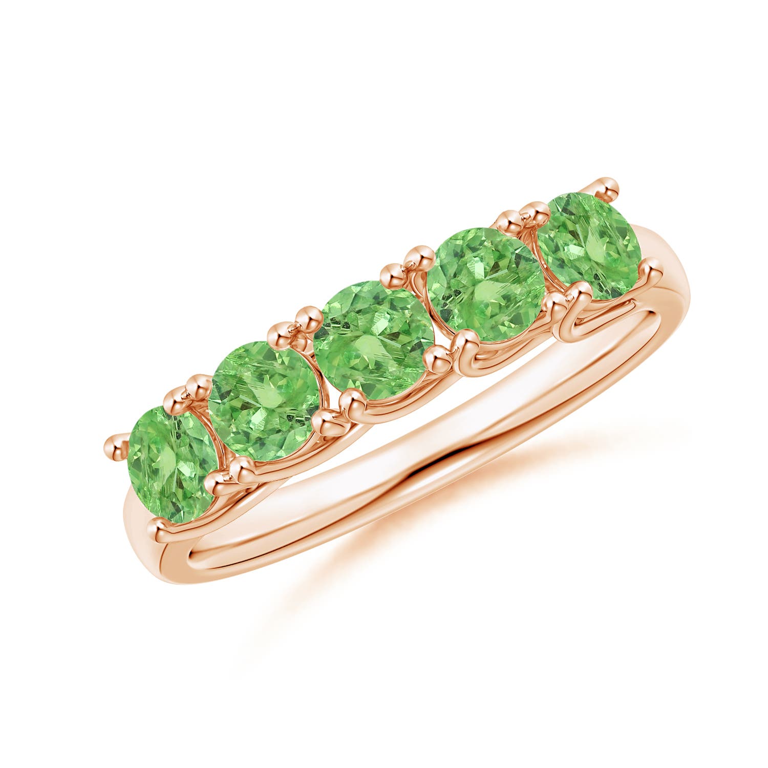Angara 1.3 Carats Half Eternity Five Stone Tsavorite Wedding Ring in 18K Rose Gold