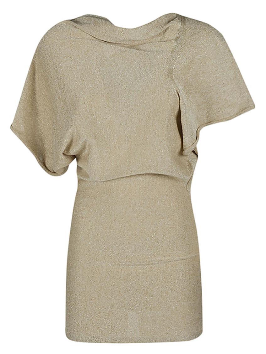 Beige Asymmertical Mini Dress