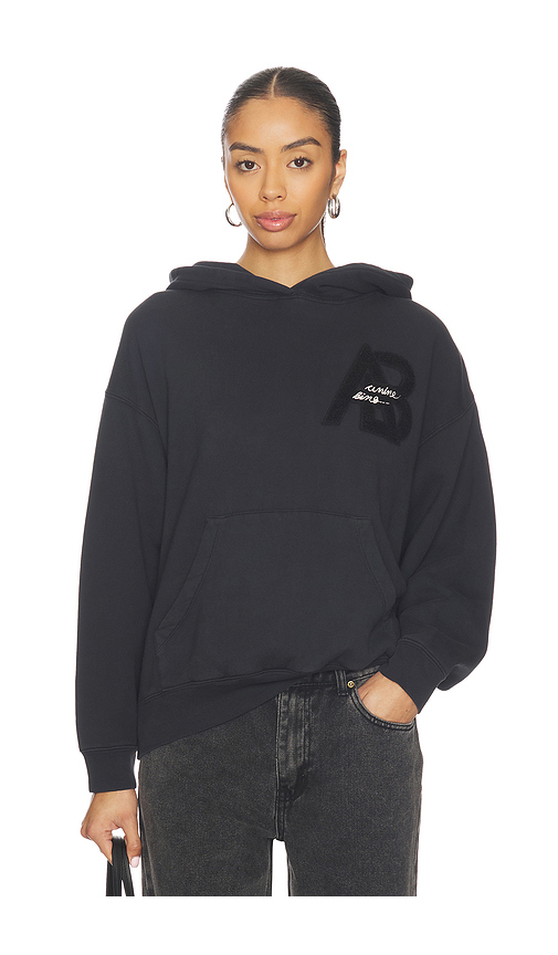 ANINE BING Jaci Hoodie Letterman in Black. - S also in