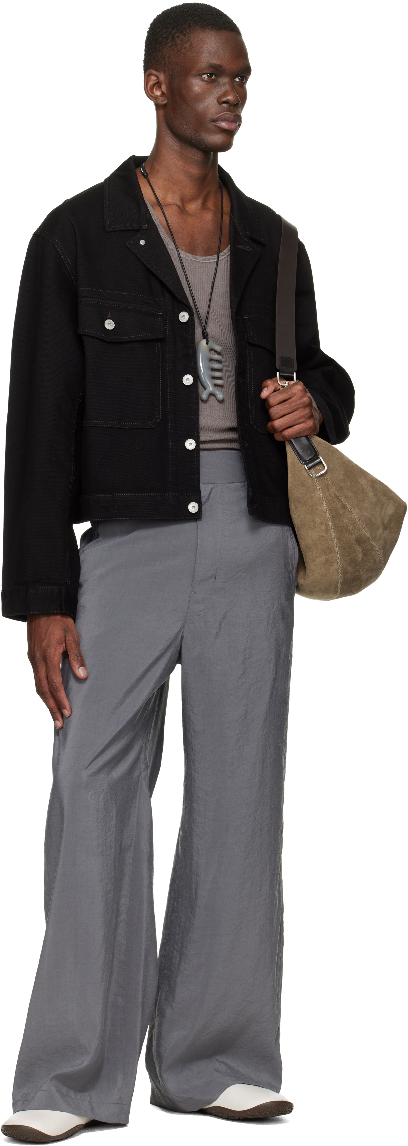 Gray Straight Tailored Trousers
